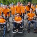 A march with Agent Orange victims in wheelchairs