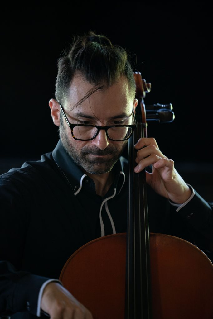 Lachezar Kostov plays cello during a chamber music performance at the Lancaster Festival in Lancaster, Ohio, on Friday, July 30, 2021. [Joseph Scheller | WOUB]