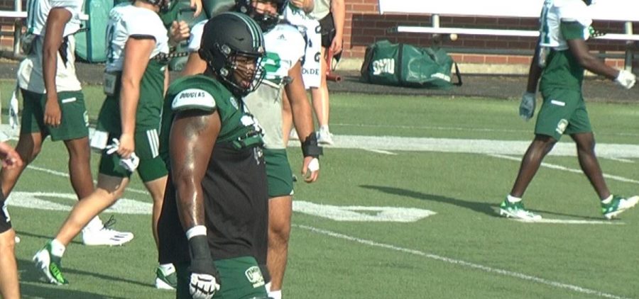 TJ Jackson on the field for practice