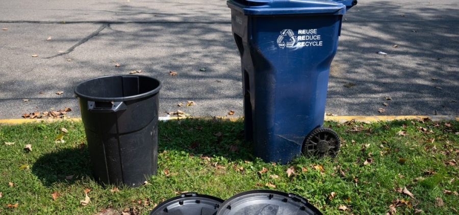 The City of Athens is raising the price of waste management services for residents as recycling containers are seen in Athens, Ohio, on Tuesday, Sept. 14, 2021.
