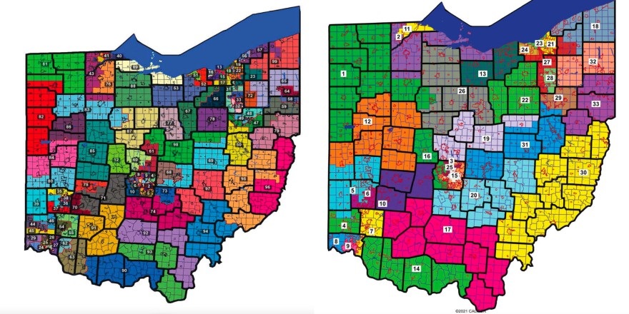 Ohio House and Ohio Senate district maps approved by the Ohio Redistricting Commission by a 5-2 vote at 12:01 a.m. on September 16, 2021
