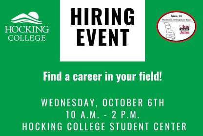 Hiring Event poster for Hocking College