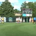 Ohio University women's soccer defends a free kick against Northern Kentucky University on Thursday