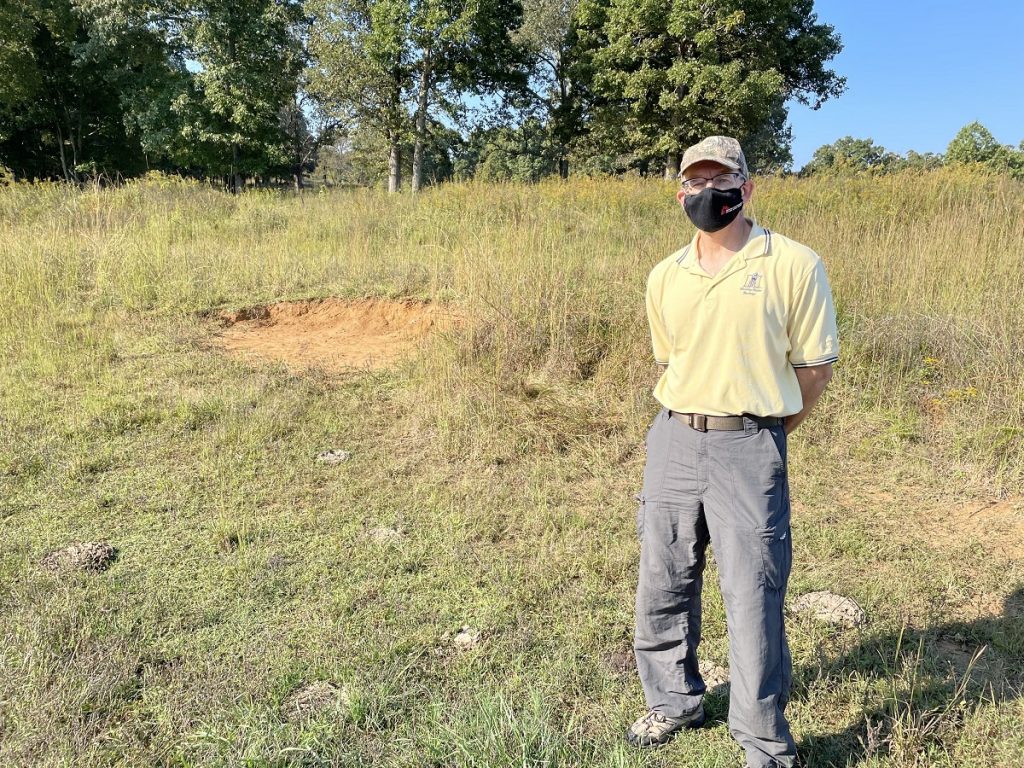 Murray State University Professor Howard Whiteman in the Elk and Bison Prairie at the Land Between the Lakes National Recreation Area.