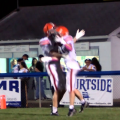 Two Ironton offensive players celebrate a touchdown over Galia