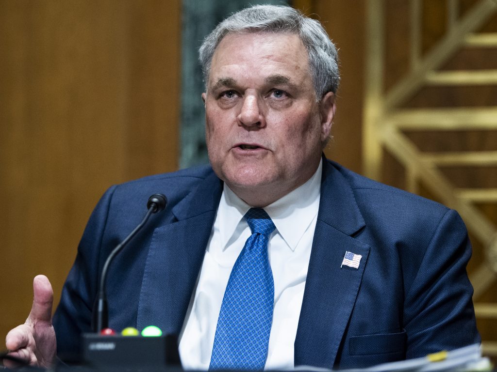 Internal Revenue Service (IRS) Commissioner Charles Rettig testifies during a Senate Finance Committee hearing