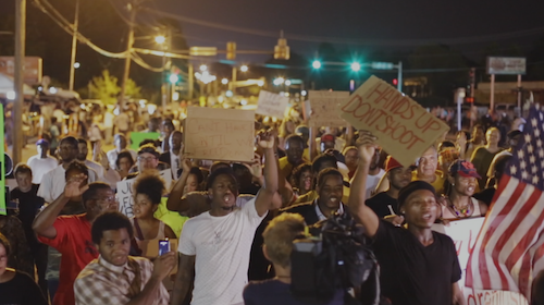 Protests shortly after the killing of Michael Brown Jr.