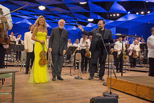 Anne-Sophie Mutter, John Williams and Andris Nelsons with the Boston Symphony Orchestra