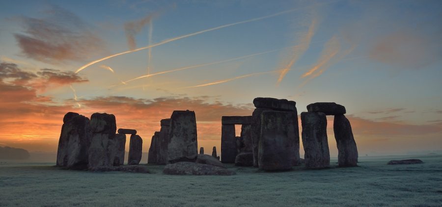 Stonehenge in winter at sunrise.
