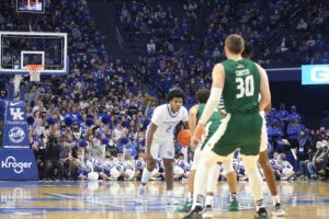 Kentucky's Sahvir Wheeler (2) dribbles up court in the Wildcats' game against Ohio on Friday, Nov. 20, 2021 [Ethan Sargeant | WOUB]