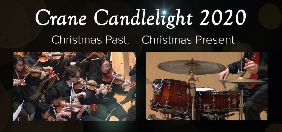 Crane Candlelight musical banner, showing violins and drum set