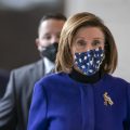 House Speaker Nancy Pelosi, D-Calif., arrives at the Capitol Thursday to update reporters on the must-pass priority of funding the government.