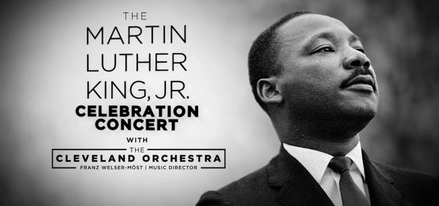 Profile of MLK with Celebration Concert text