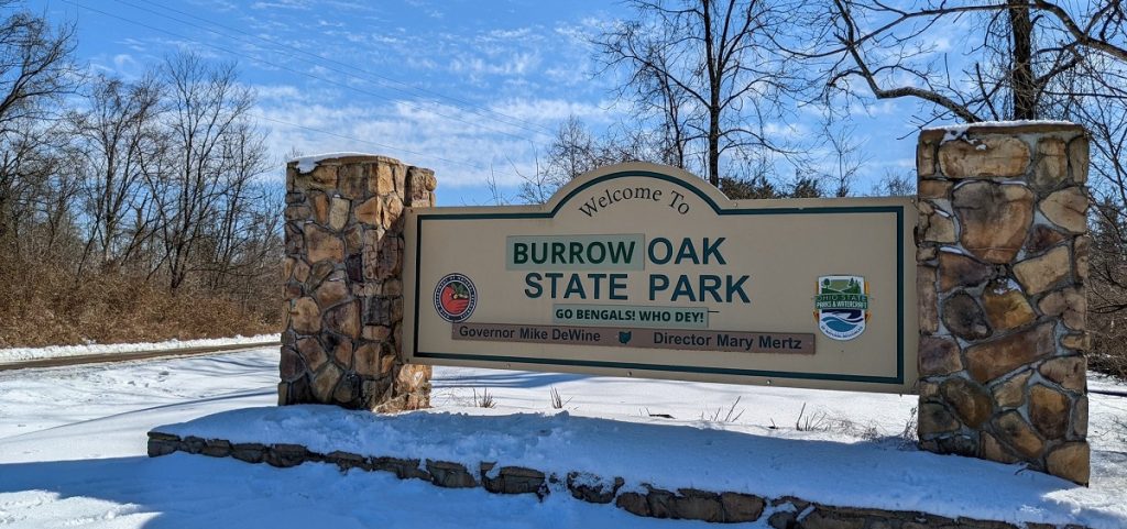 Burrow Oak State Park sign in honor of Joe Burrow