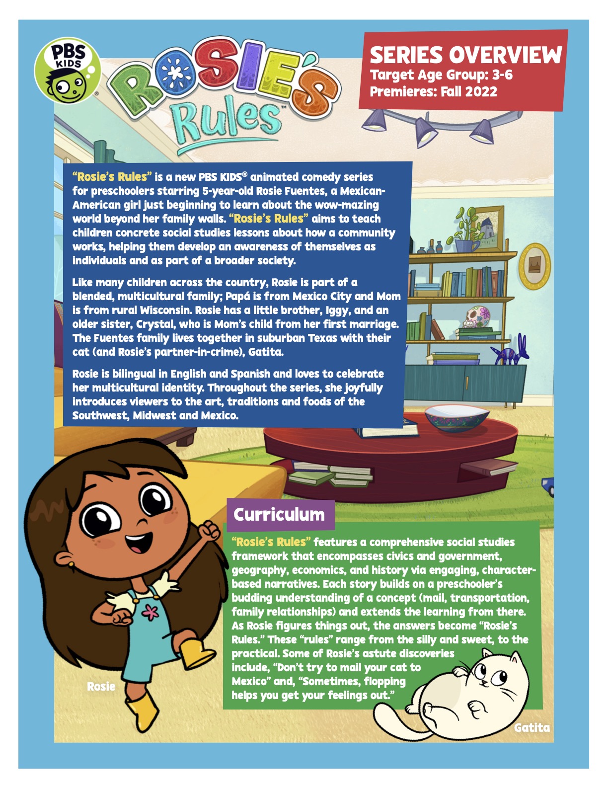 Series overview for new PBSKids show "Rosie's Rules"