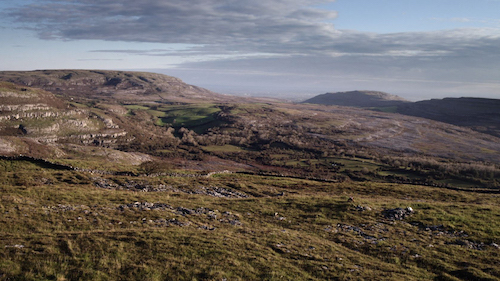 Wide shot landscape of the Burren in Ireland