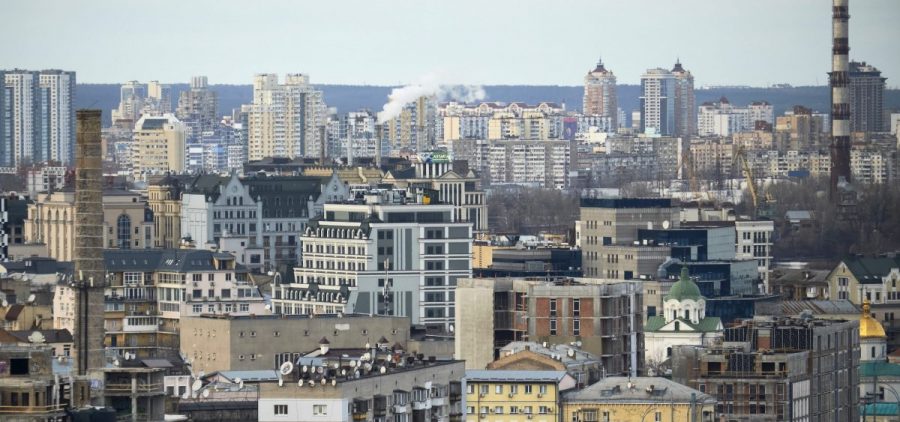 A cityscape on February 23, 2022 in Kyiv, Ukraine