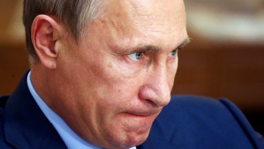 Close up on face of Russian president Putin