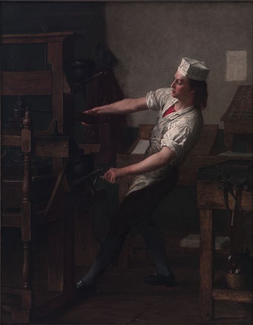 Young Ben Franklin at the Press. By Enoch Wood Perry, 1876