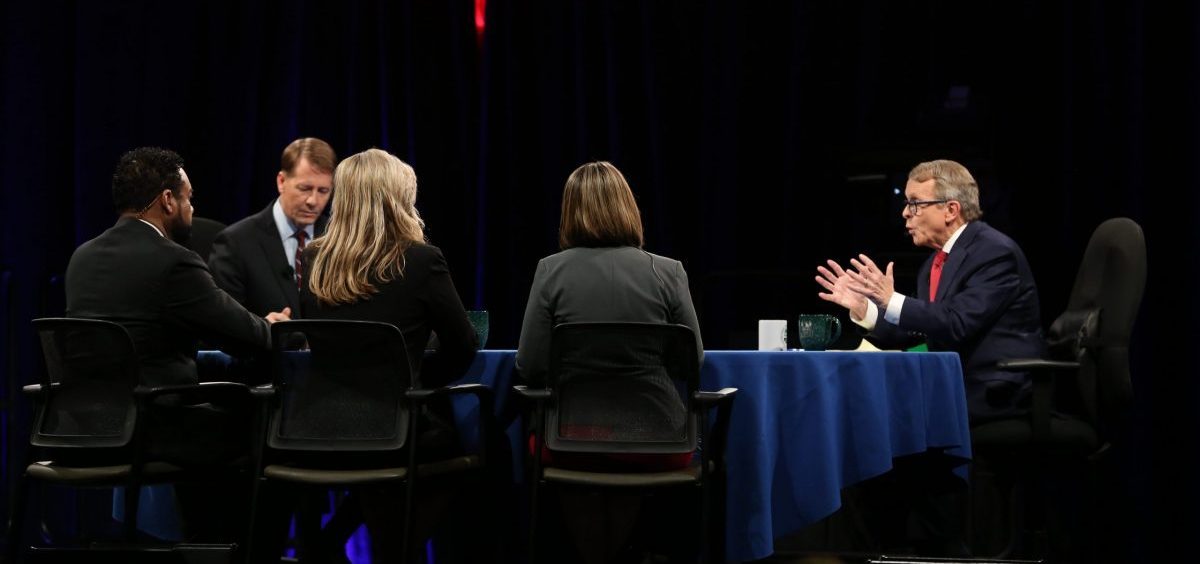 Ohio gubernatorial candidates Richard Cordray and Mike DeWine met for their final of three debates on Monday night, October 8, 2018 at Cleveland State University.