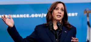 U.S. Vice President Kamala Harris delivers remarks on medical debt in the South Court Auditorium of the White House