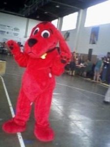 Ebony Porter dressed as Clifford the Big Red Dog