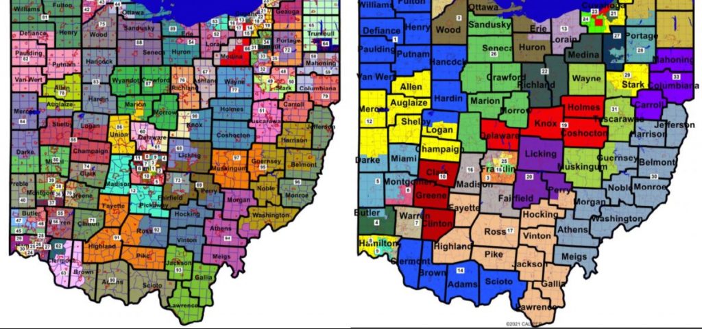 Ohio House and Ohio Senate district maps adopted by the Ohio Redistricting Commission by a vote of 4-3 on February 24, 2022