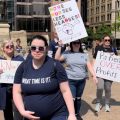 Hundreds of nurses concerned over staffing levels and workplace violence during the COVID-19 pandemic rallied at the Statehouse for more legal protections.