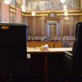 The inside of the Ohio Supreme Court chambers from behind the bench