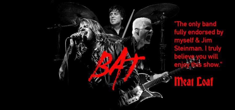 A promotional photo for BAT, a rock group who performs the music of Meat Loaf made up of The Neverland Express and American Idol Winner, Caleb Johnson.