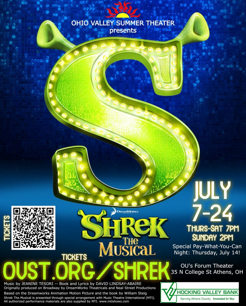 Poster for OVST's production of "Shrek: The Musical". 