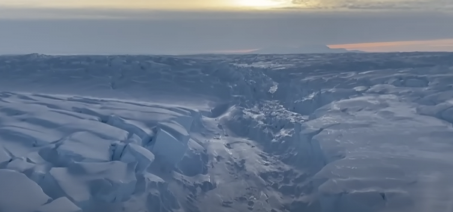 Antarctic glaciers seen from a helicopter