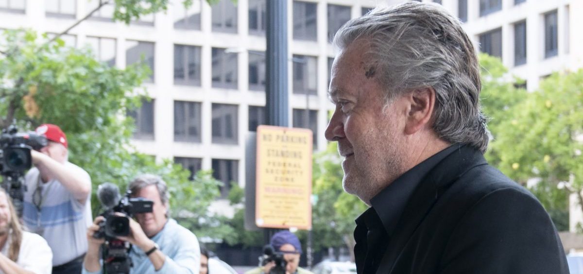 Former White House strategist Steve Bannon arrives at the federal court in Washington, Friday, July 22, 2022.