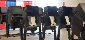 Voting machines sit empty in anticipation of election day