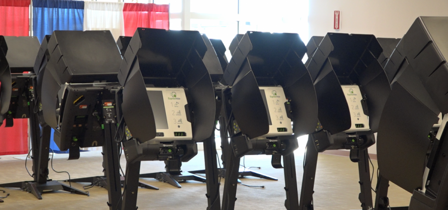 Voting machines sit empty in anticipation of election day