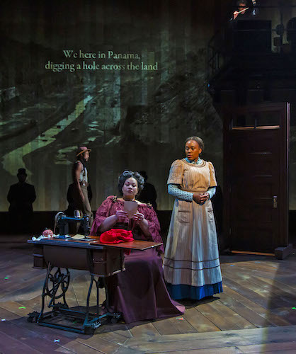 three black women actresses onstage. Play takes place in 1905 Manhattan i