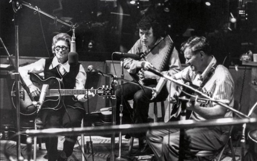 Maybelle Carter, Randy Scruggs, and Doc Watson at a 1971 recording session