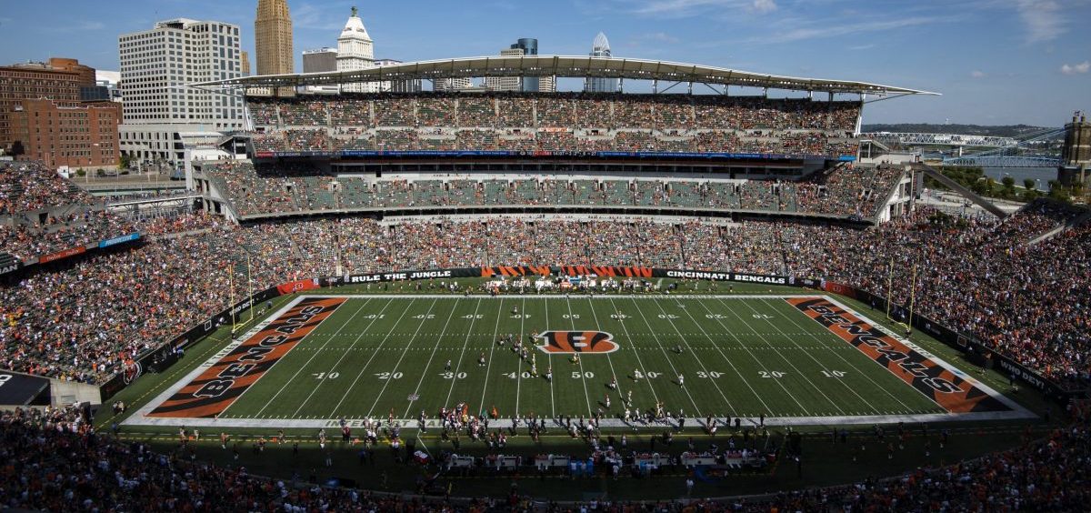 A general view of Paul Brown Stadium during an NFL football game between the Cincinnati Bengals and Green Bay Packers, Sunday, Oct. 10, 2021, in Cincinnati.
