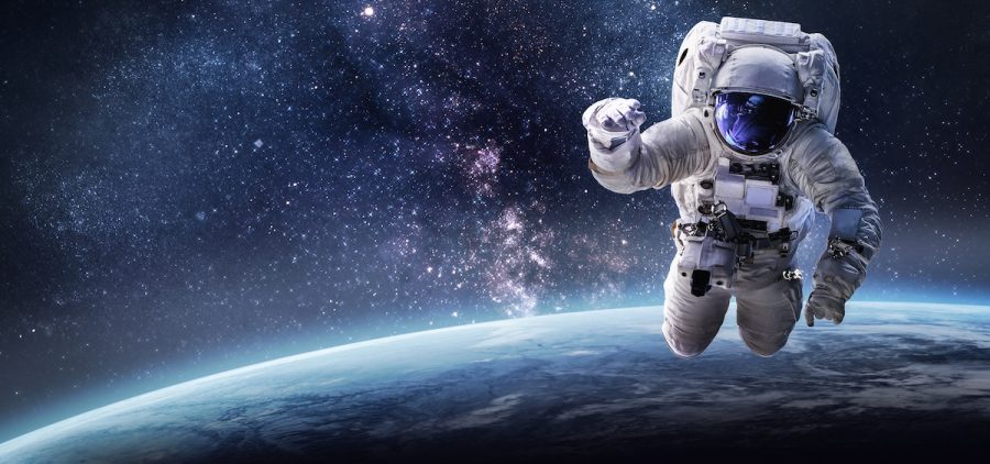 Astronaut floating in space.