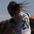 Ohio Defender Regan Berg (20) warms up before their game against the Miami Redhawks