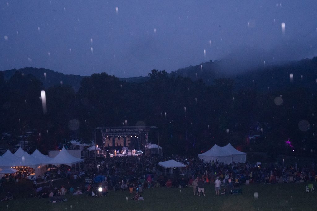 Rain falls while Mdou Moctar performs at Nelsonville Music Festival’s Snow Fork Stage on Saturday, September 3, 2022, in Nelsonville, Ohio.