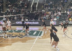 Ohio volleyball's defense stands tall as Tria Mclean (3) bumps the ball 
