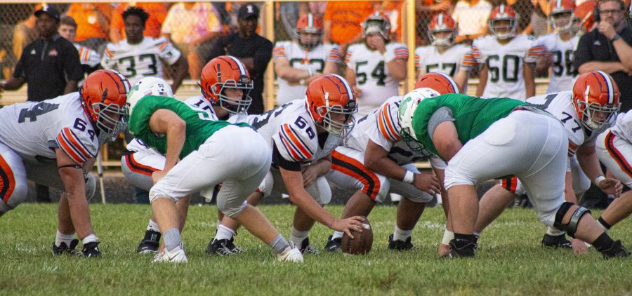 Ironton prepares to run a play against OVC opponents Fairland