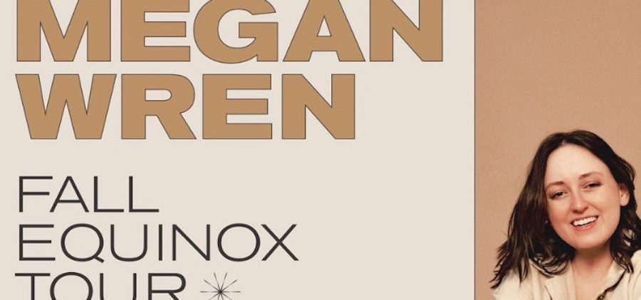 A part of the flyer for Megan Wren's Fall Equinox Tour, with a picture of Megan Wren against a peach background.