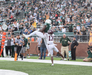 Wide receiver Jacoby Jones (8) comes down with the game winning catch late in the fourth quarter 