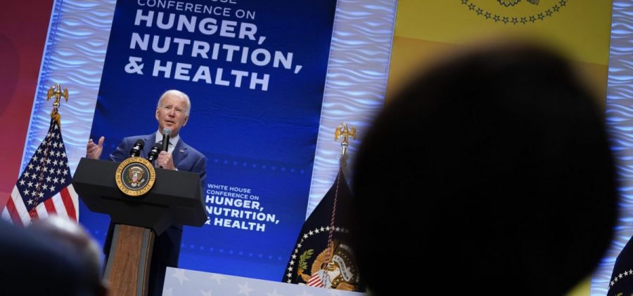 President Joe Biden speaks during the White House Conference on Hunger, Nutrition, and Health, at the Ronald Reagan Building in Washington, D.C.