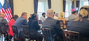 Mayors from different Ohio cities attend a meeting at the White House to discuss the use of federal relief funds through the American Rescue Plan Act on September 7, 2022.