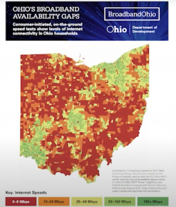 Map of broadband service in Ohio