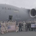 The stars and crew of the spring 2016 USO tour pose upon returning to the USA after their 8-day, 7-country tour. Credit: Partisan Pictures