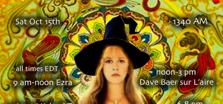 A promotional image for radio free Athens featuring an image of Stevie Knicks dressed as a witch